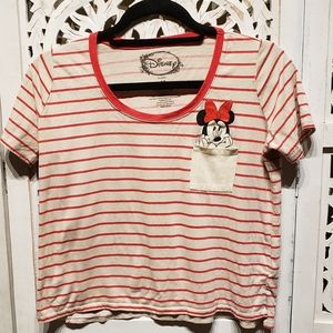 Disney Minnie Mouse Cropped Orange Stripe Shirt